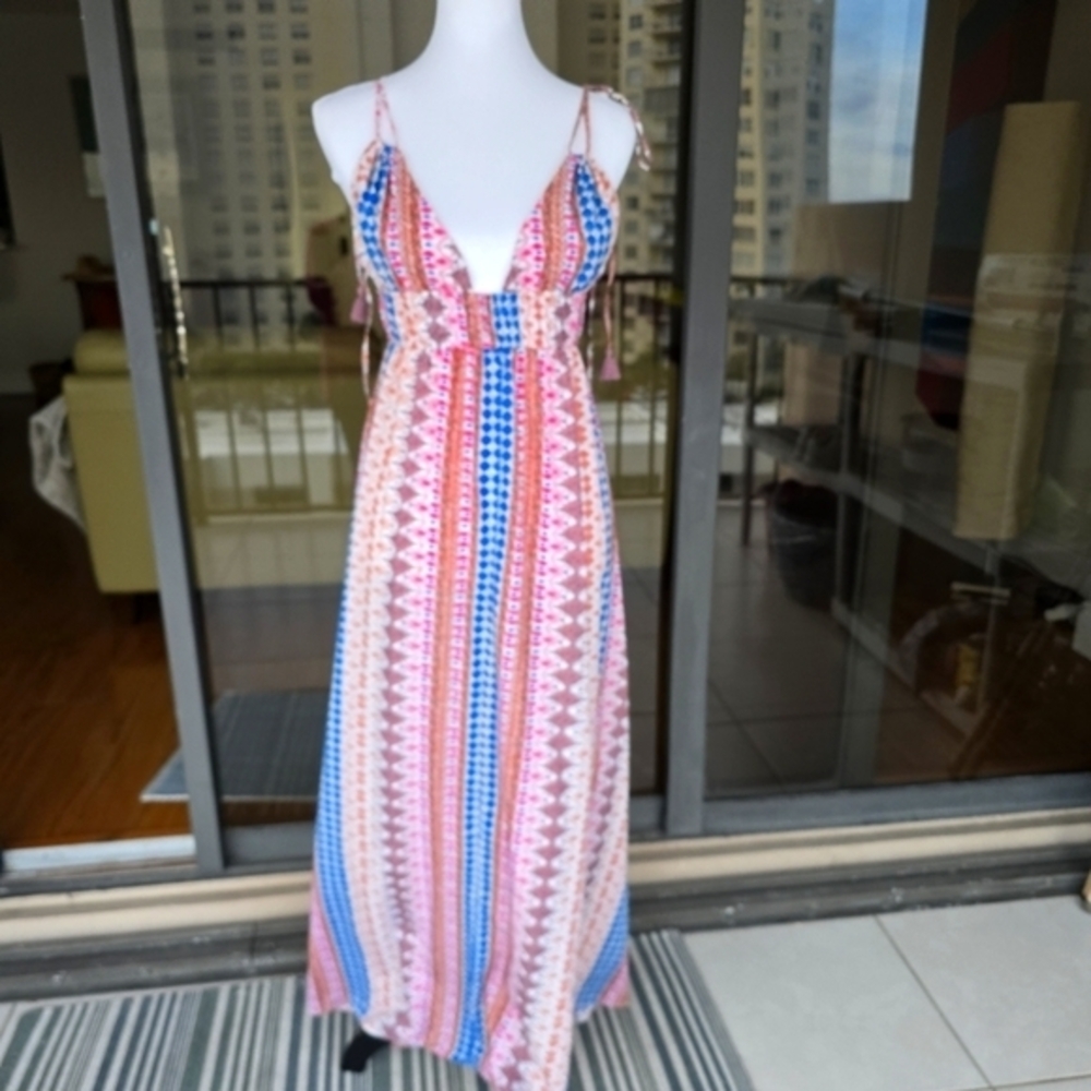 Lulus Multicolor Striped Maxi Dress Small